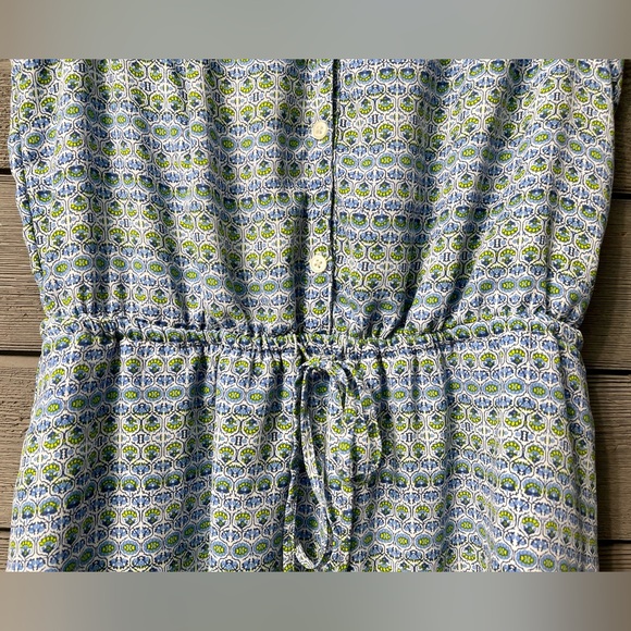 The GAP Sleeveless Blue Green White Patterned Tie Waist Shirt Dress Sz Medium - Picture 4 of 11